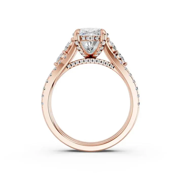 Rose gold Cushion Cut High End Hidden Halo Ring