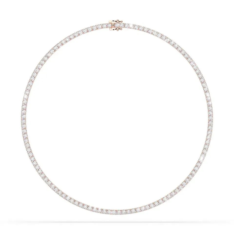 Rose gold Round Cut Tennis Necklace - KJN7264