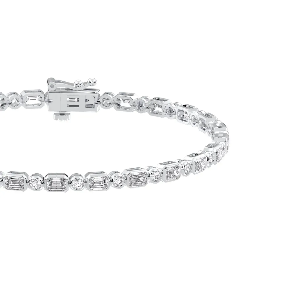Silver Emerald Cut Bracelet