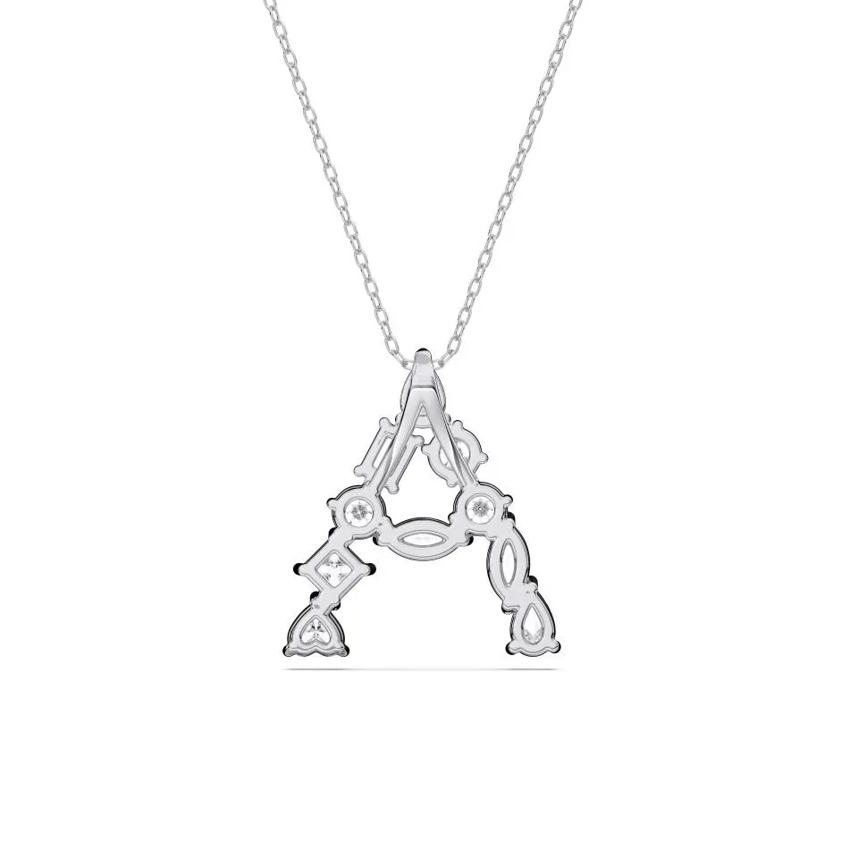 White gold A - Alphabet Pendant