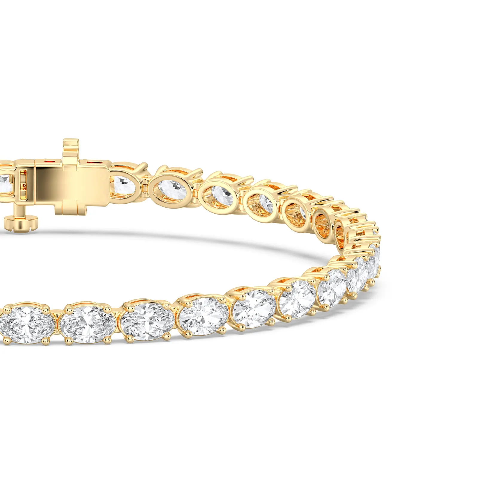 Yellow gold Oval Cut Tennis Bracelet (e-w) - KJB8227