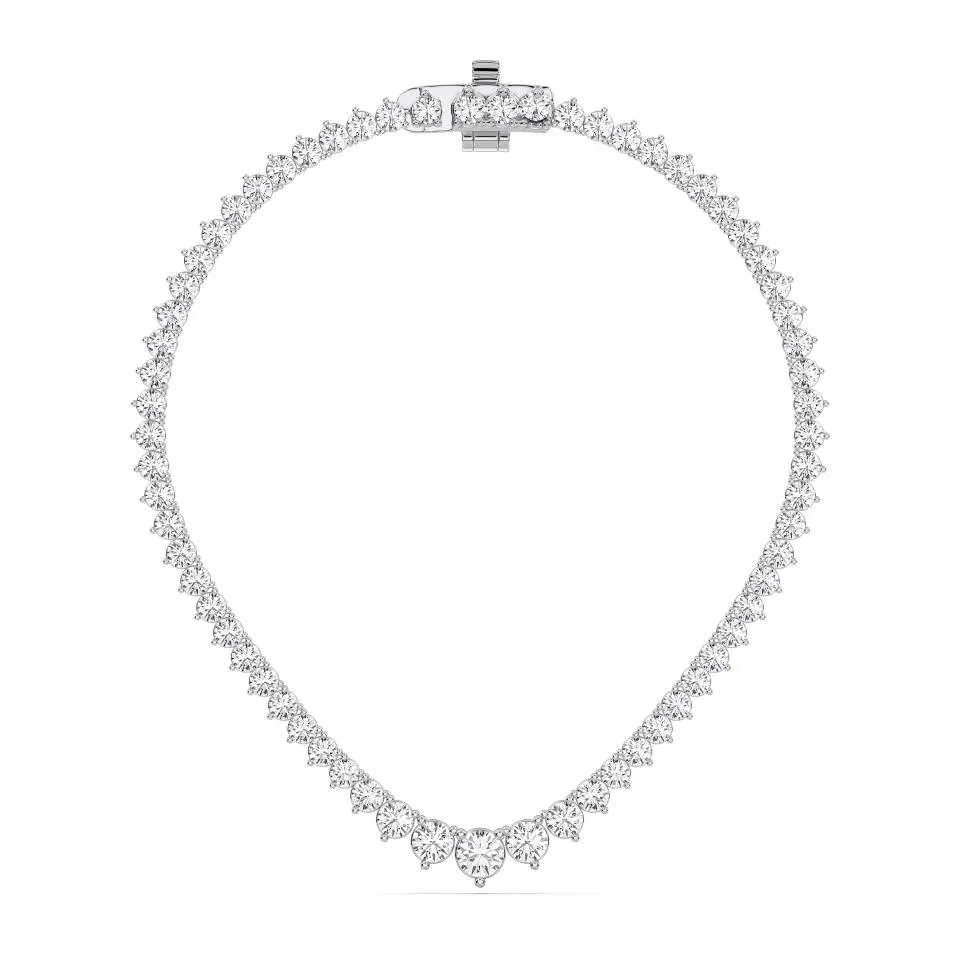 White gold Round Cut Riviera Necklace - KJN7285