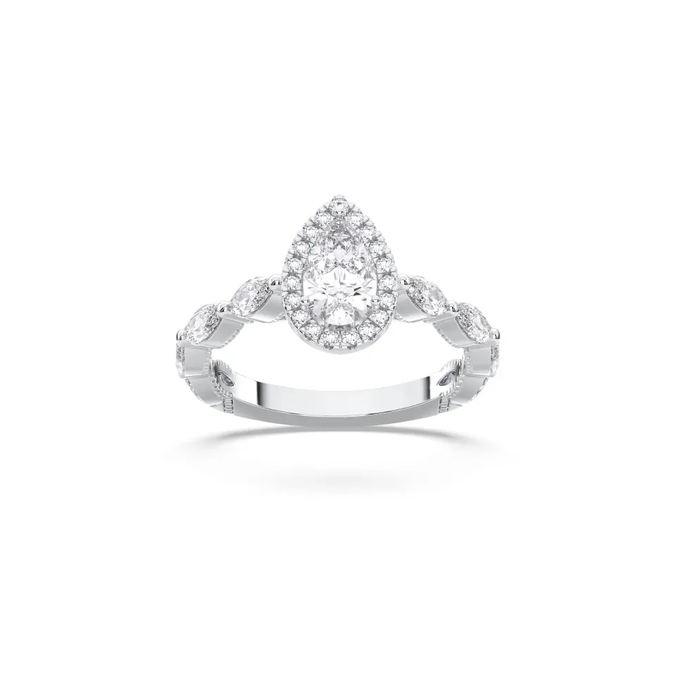 Silver Pear Cut Fancy Ring