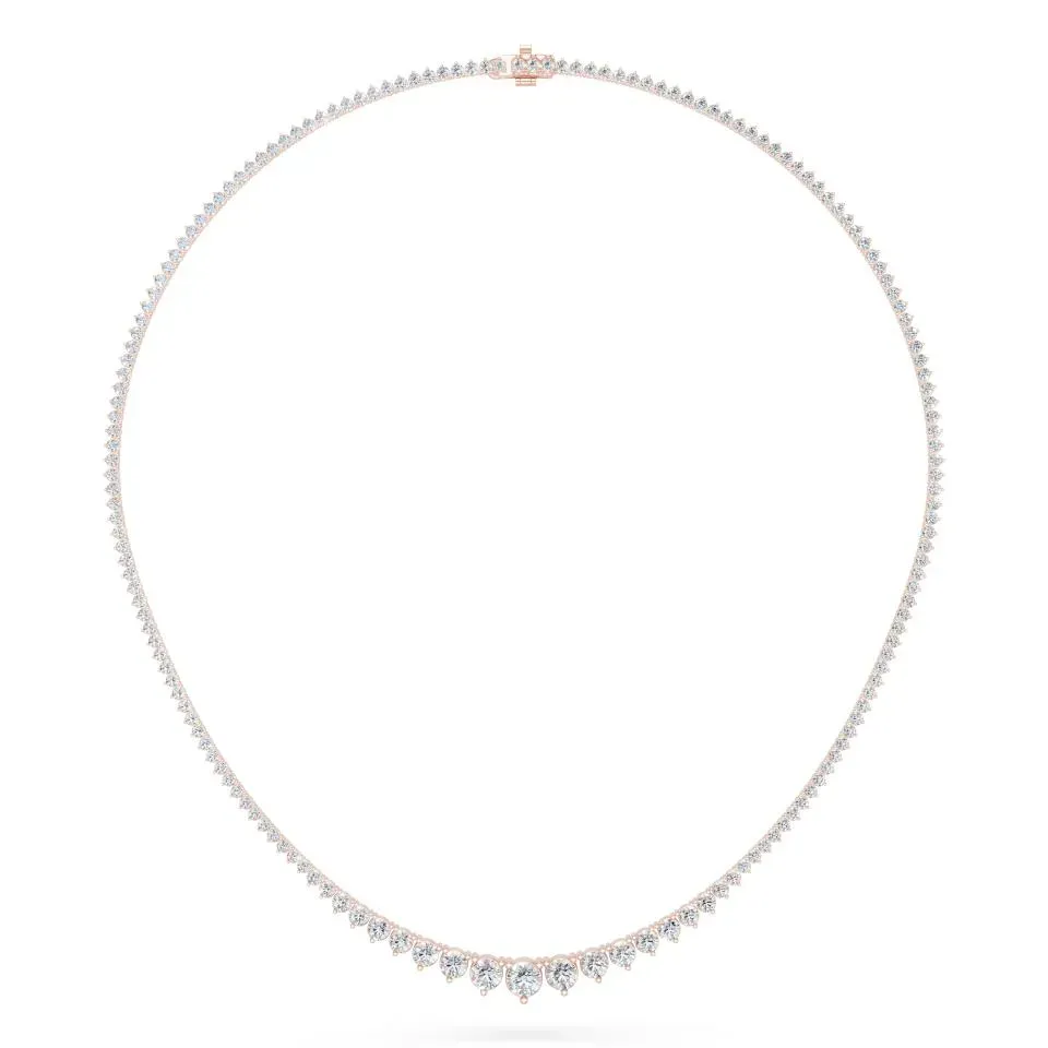Rose gold Round Cut Riviera Necklace - KJN14232