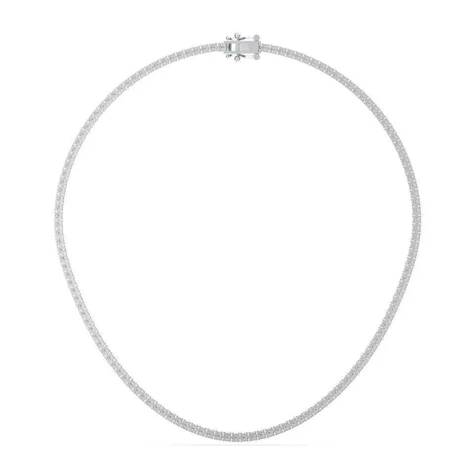 Silver Round Cut Tennis Necklace - KJN8649