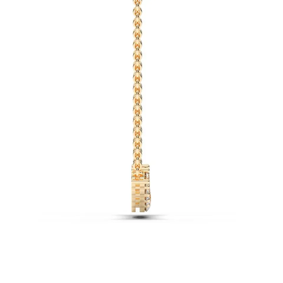 Yellow gold Round Cut 9stone Pendant