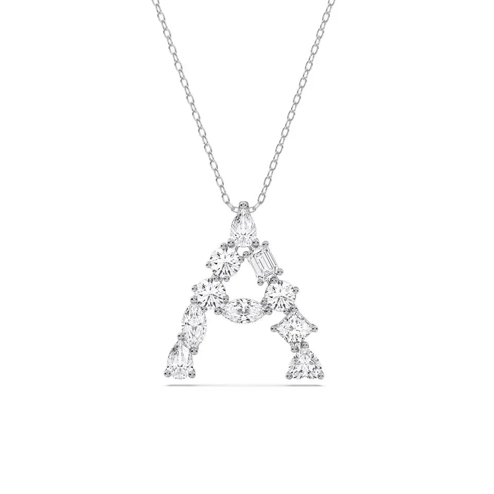 White gold A - Alphabet Pendant