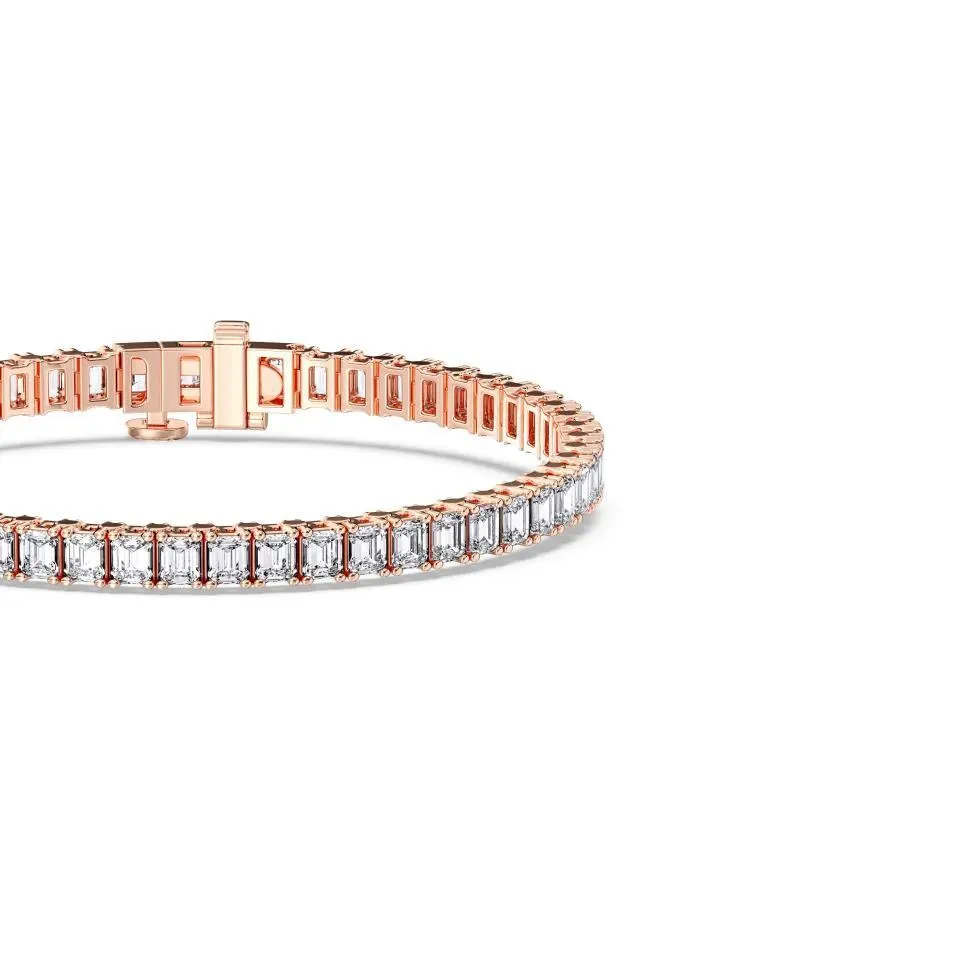 Rose gold Emerald Cut Tennis Bracelet (n-s) - KJB14227