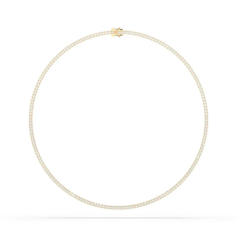 Yellow gold Round Cut Tennis Necklace - KJN7262