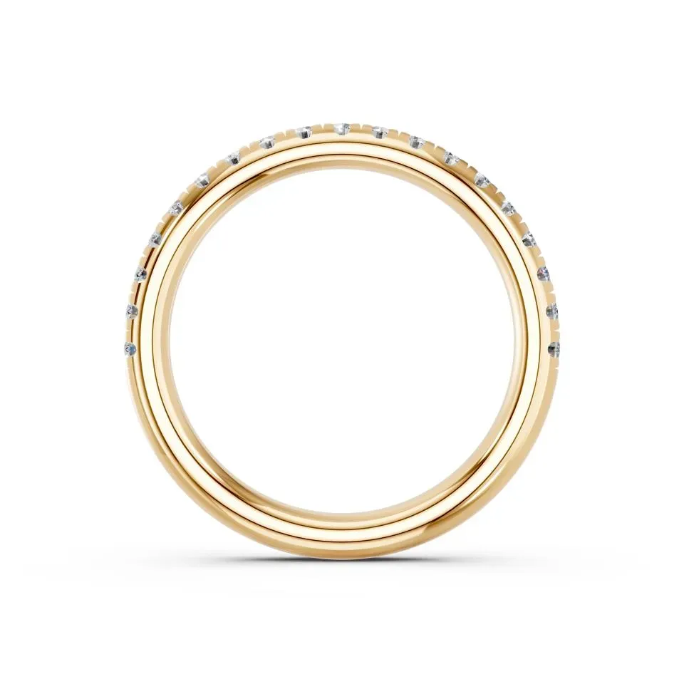 Yellow gold Side Stone Thin Matching Wedding Band