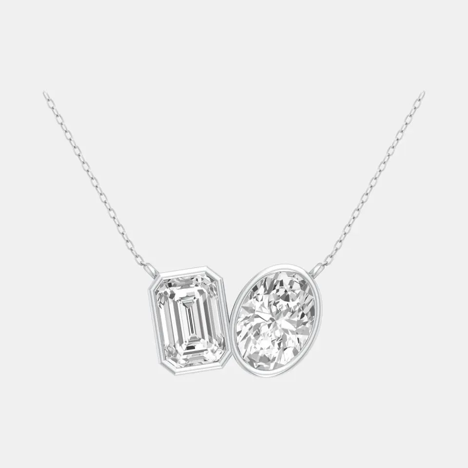 White gold Emerald Cut Tua Pendant - KDTN20961