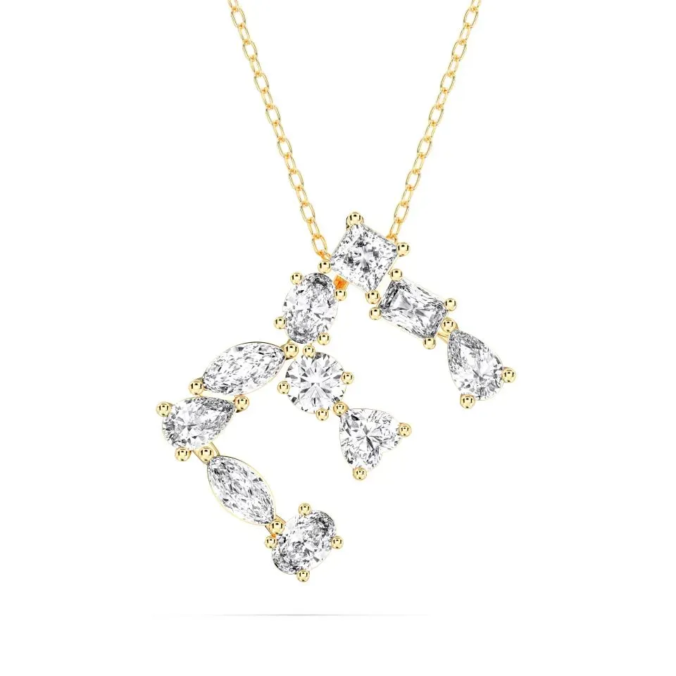 Yellow gold E - Alphabet Pendant