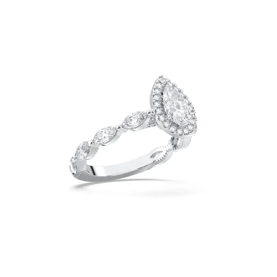 Silver Pear Cut Fancy Ring