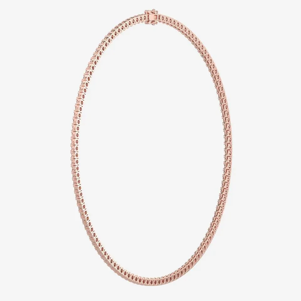 Rose gold Round Cut Tennis Necklace - KJN7264