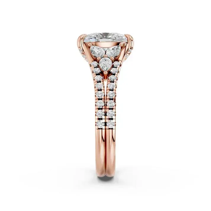 Rose gold Cushion Cut High End Hidden Halo Ring