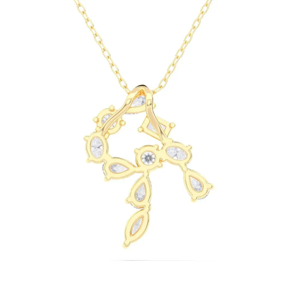 Yellow gold R - Alphabet Pendant