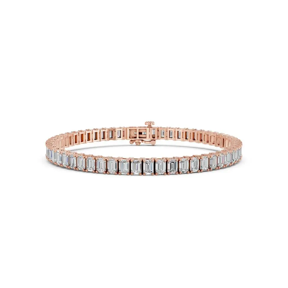 Rose gold Emerald Cut Tennis Bracelet (n-s) - KJB7121