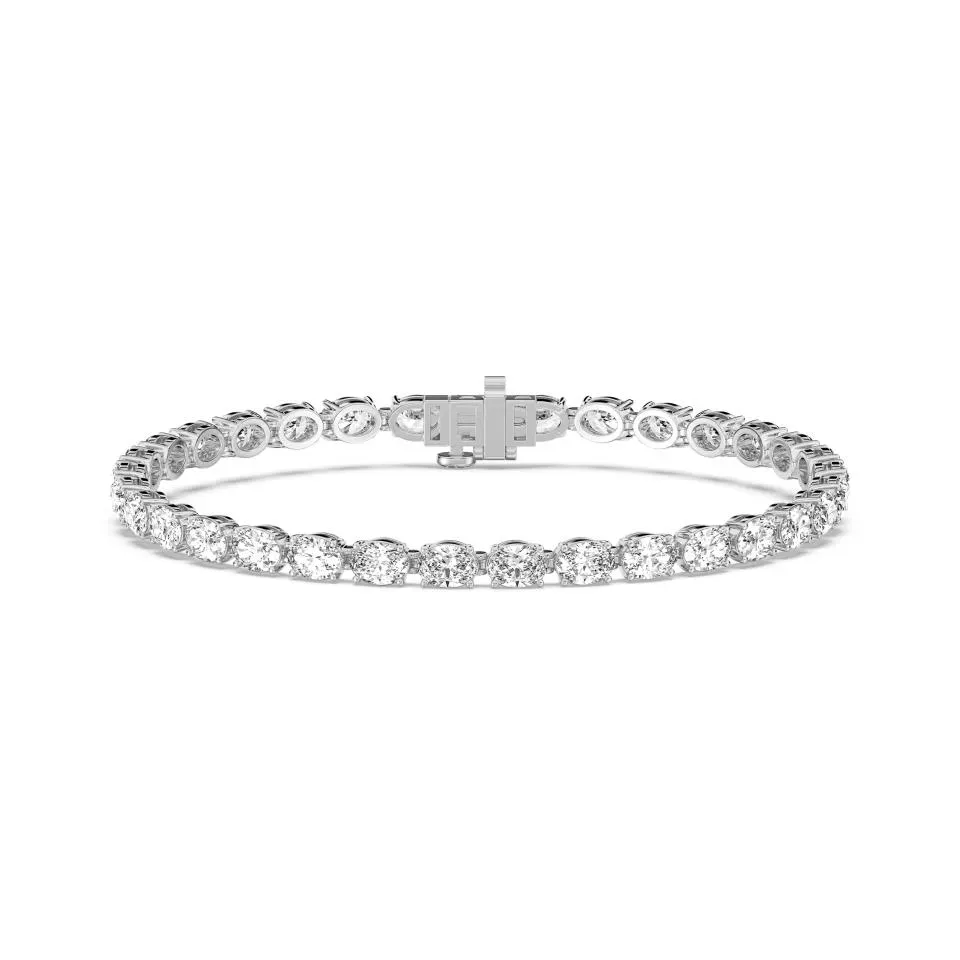 Silver Oval Cut Tennis Bracelet (e-w) - KJB17079