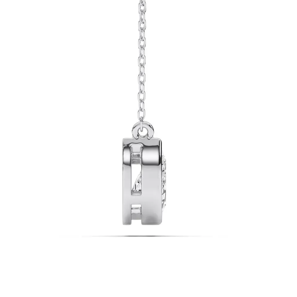 White gold Pear Cut Bezel Solitaire Pendant