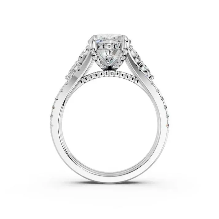 White gold Cushion Cut High End Hidden Halo Ring