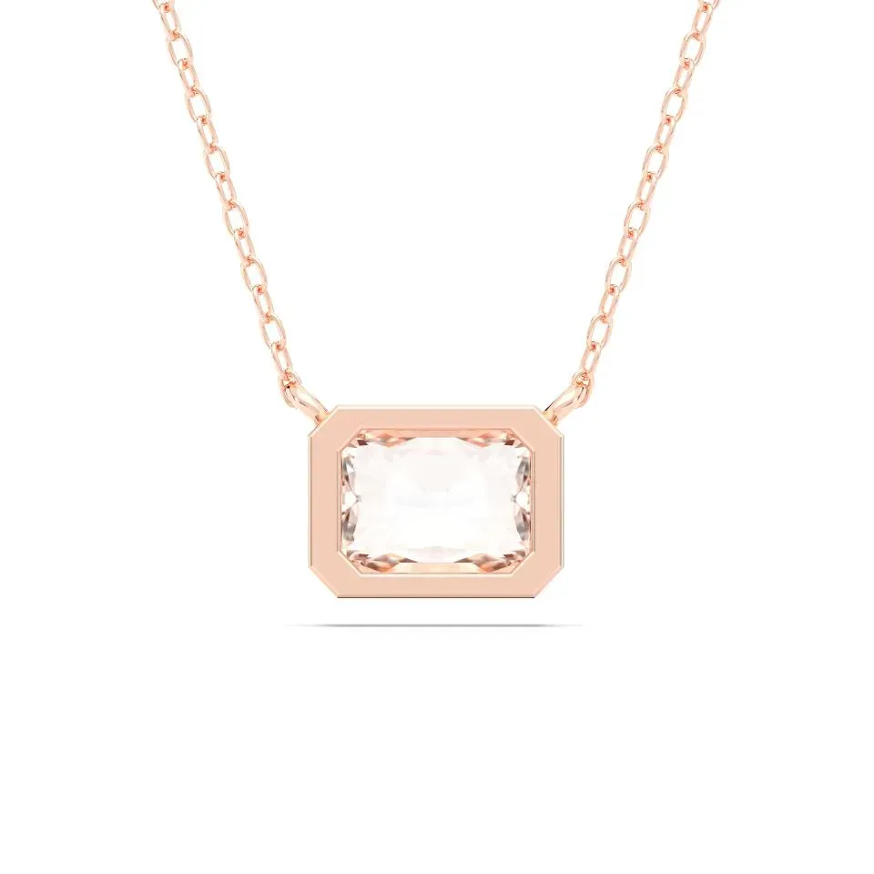 Rose gold Radiant Cut Bezel Solitaire Pendant