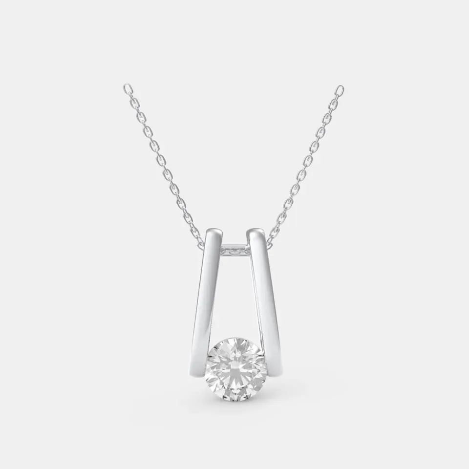 Silver Round Cut Floating Solitaire Pendant