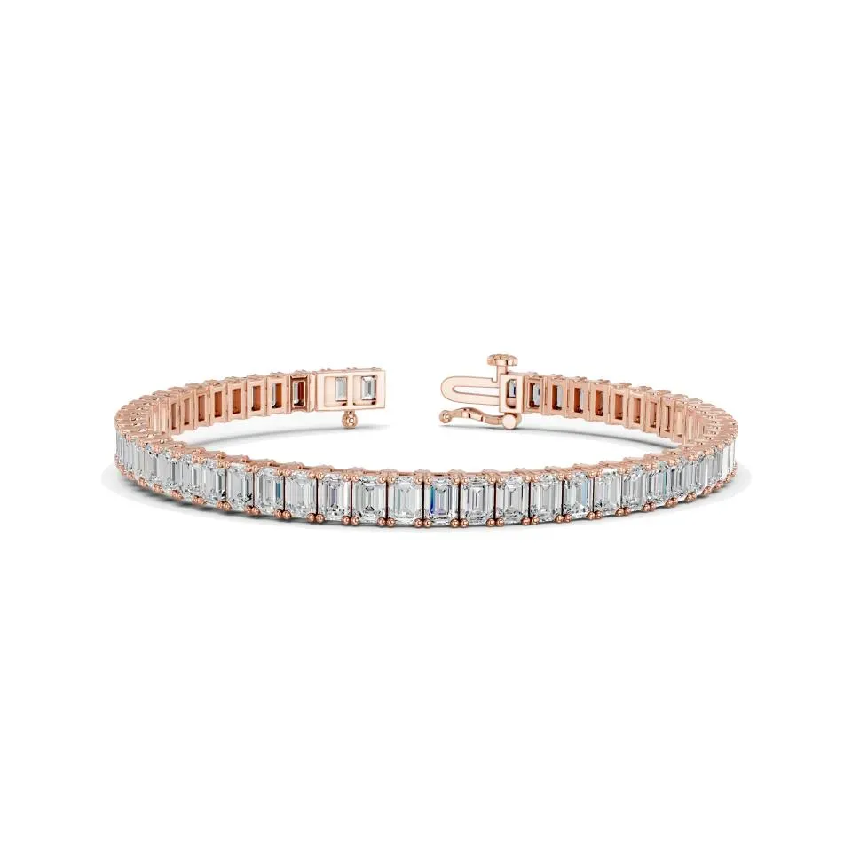 Rose gold Emerald Cut Tennis Bracelet (n-s) - KJB7121