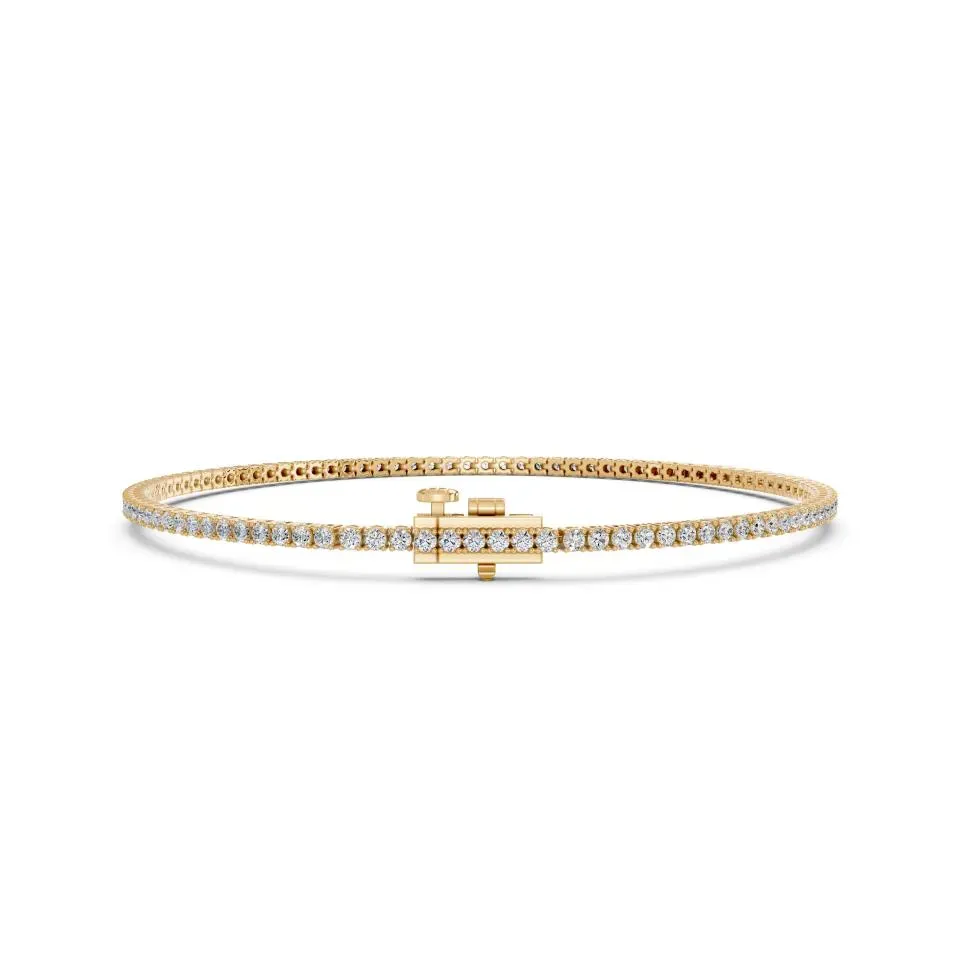 Yellow gold Round Cut 4prong Tennis Bracelet (lw)