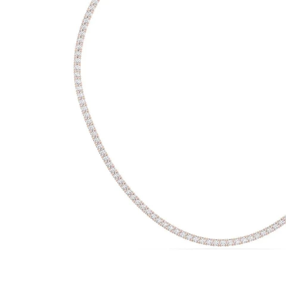 Rose gold Round Cut Tennis Necklace - KJN7263