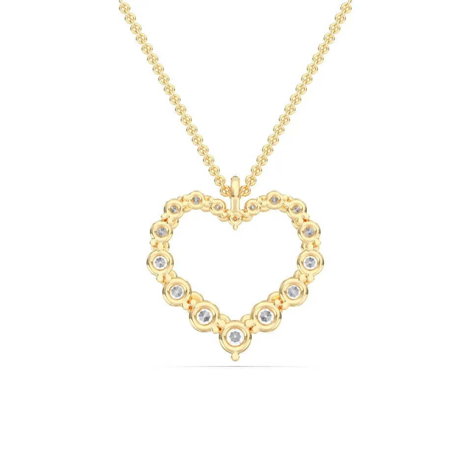 Yellow gold Flexible Heart Pendant - KJP14978