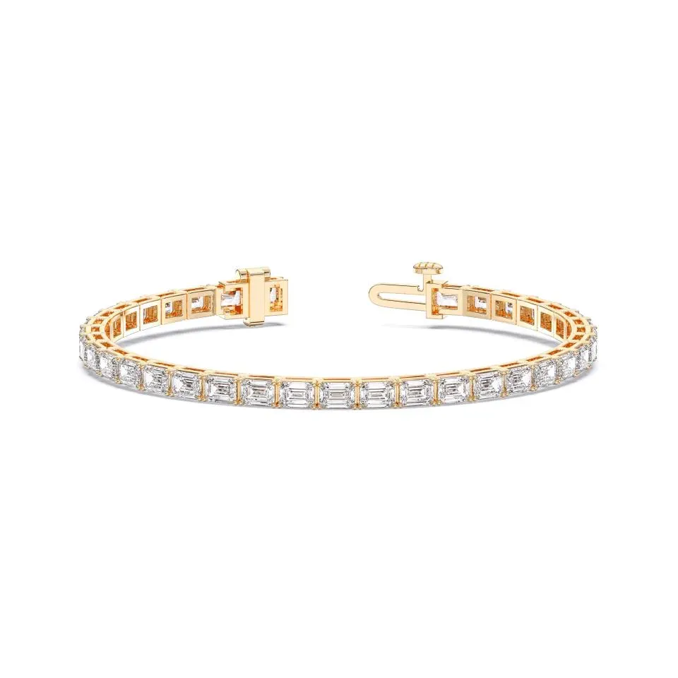 Yellow gold Emerald Cut Tennis Bracelet (e-w)