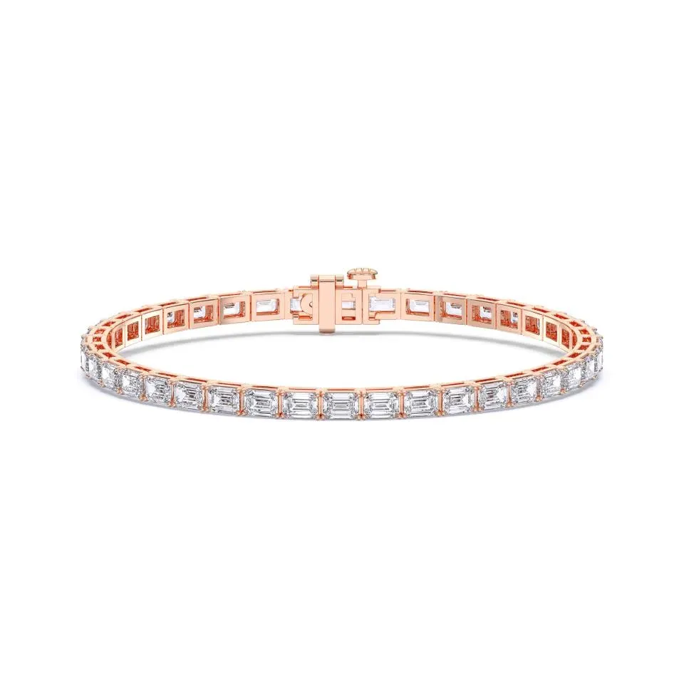 Rose gold Emerald Cut Tennis Bracelet (e-w)