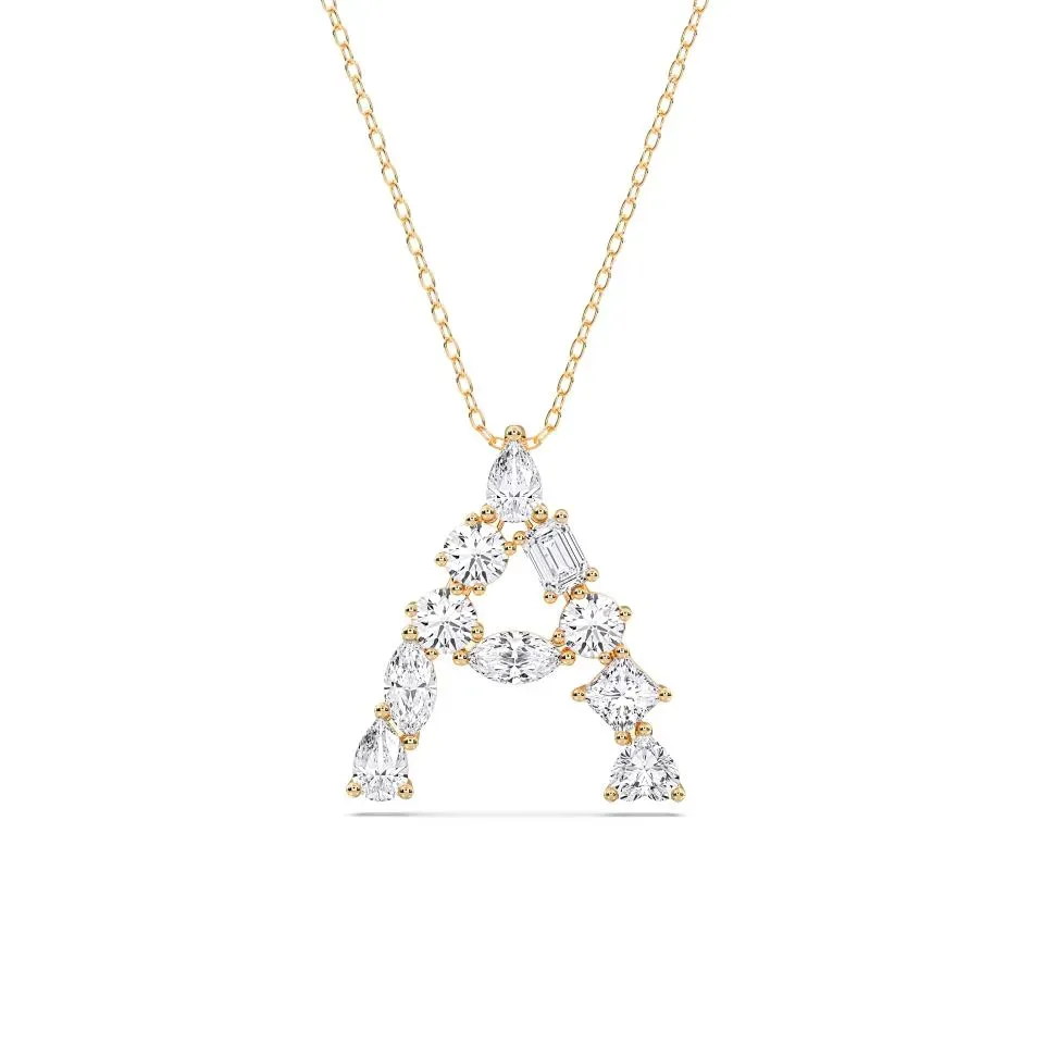 Yellow gold A - Alphabet Pendant