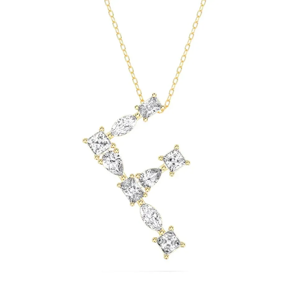 Yellow gold F - Alphabet Pendant