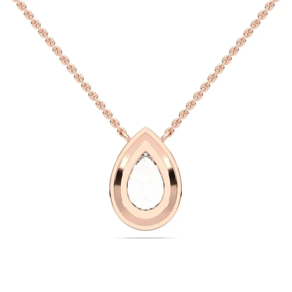 Rose gold Pear Cut Halo Solitaire Pendant