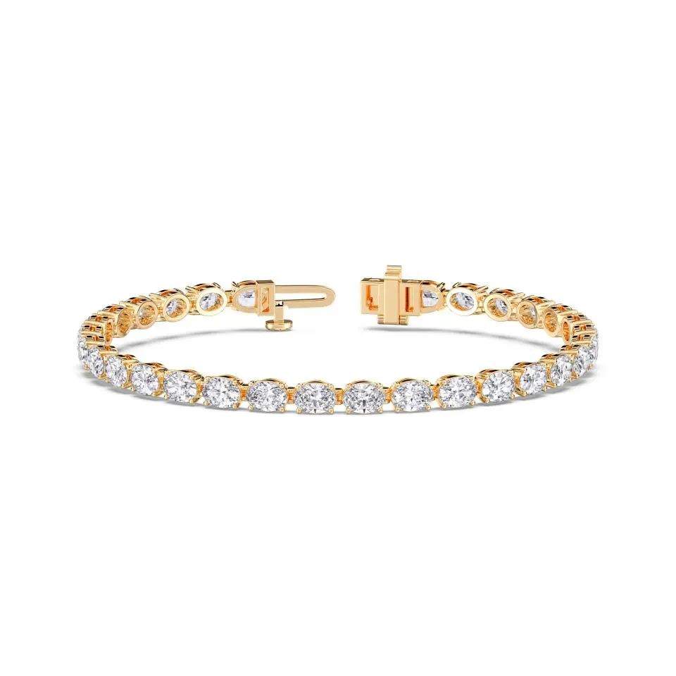 Yellow gold Oval Cut Tennis Bracelet (e-w) - KJB17079