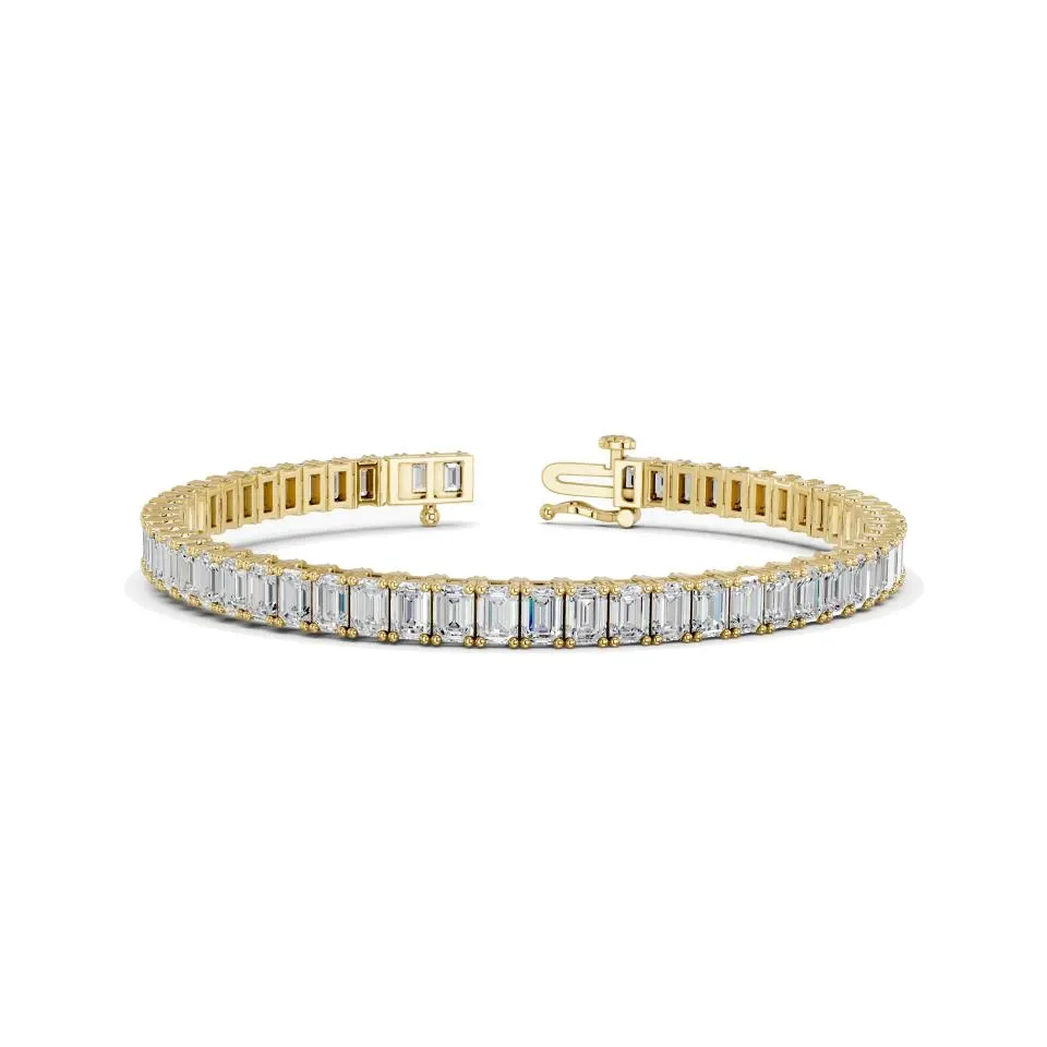 Yellow gold Emerald Cut Tennis Bracelet (n-s) - KJB7121