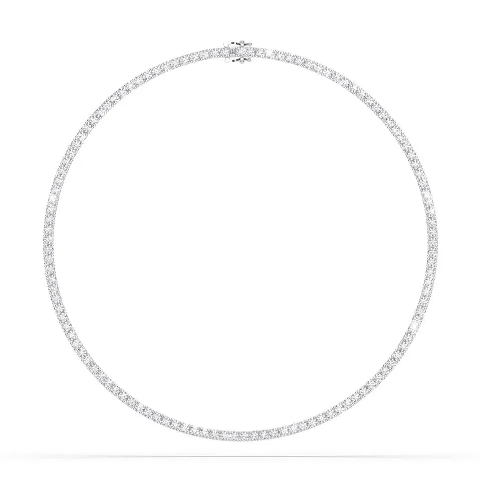Silver Round Cut Tennis Necklace - KJN7265