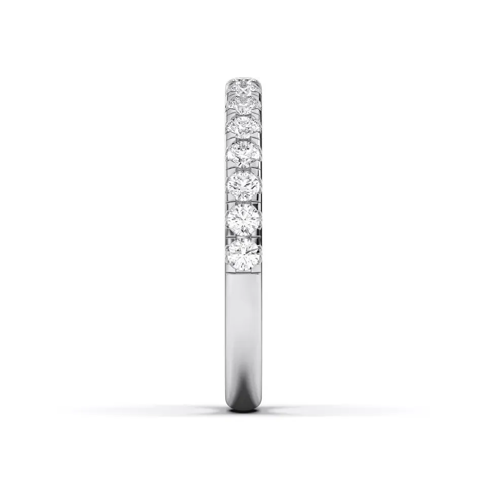 Silver Hidden Halo With Side Stone Matching Band