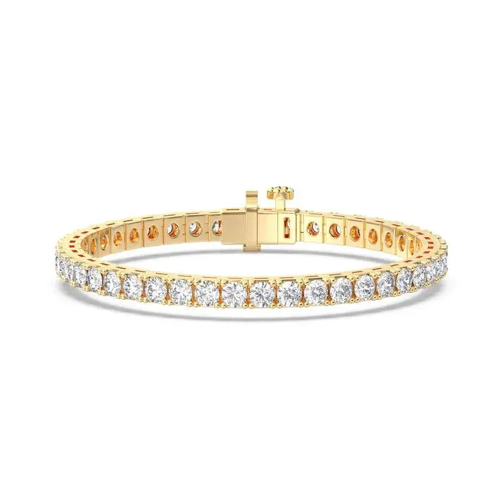 Yellow gold Round Cut 4prong Tennis Bracelet - KJB036