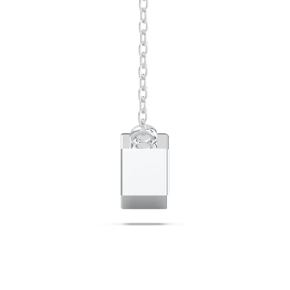 Silver Emerald Cut Bezel Solitaire Pendant
