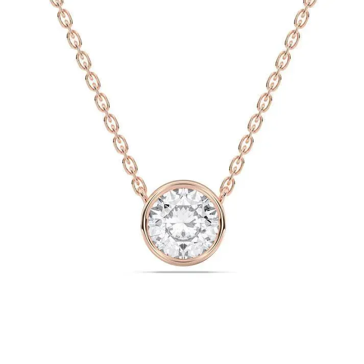Rose gold Round Cut Bezel Solitaire Pendant