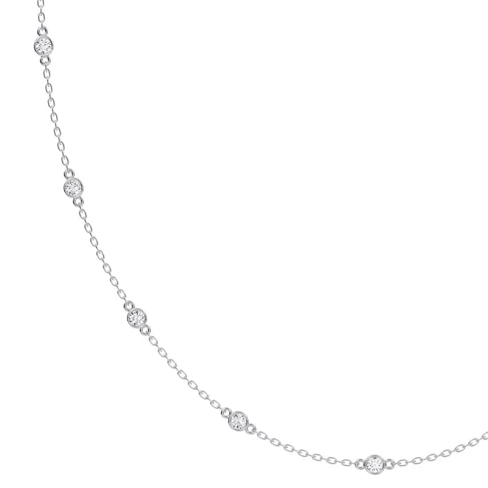 White gold Round Cut Diamond By The Yard Necklace