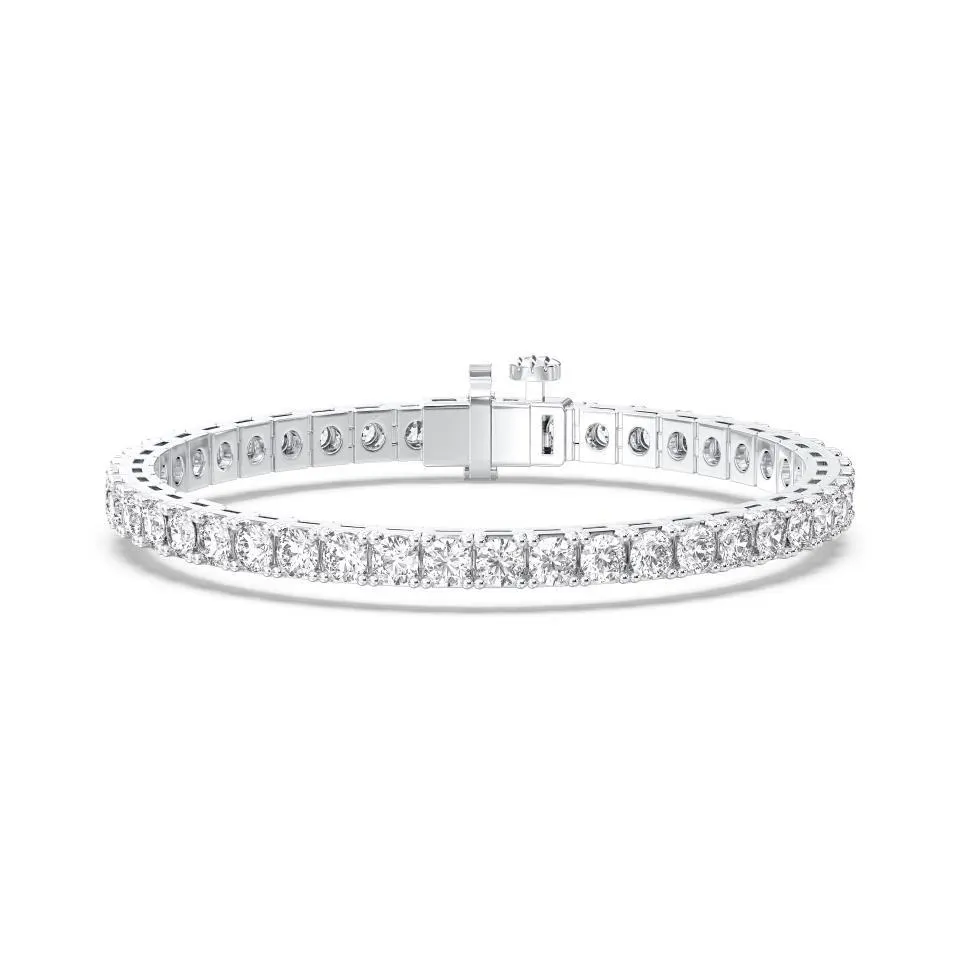 White gold Round Cut 4prong Tennis Bracelet - KJB786