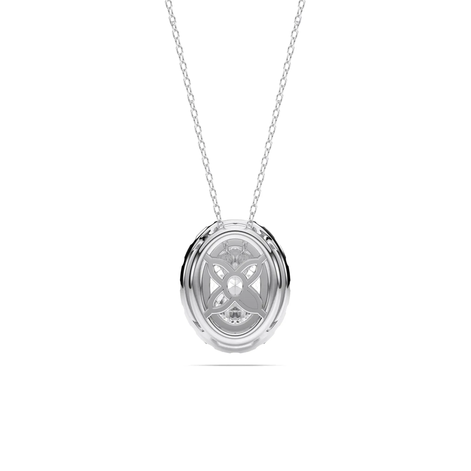 White gold Oval Cut Halo Solitaire Pendant