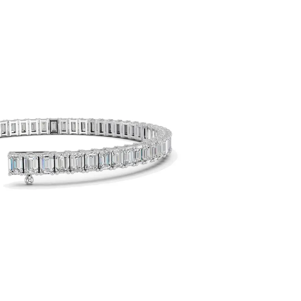 White gold Emerald Cut Tennis Bracelet (n-s) - KJB7121