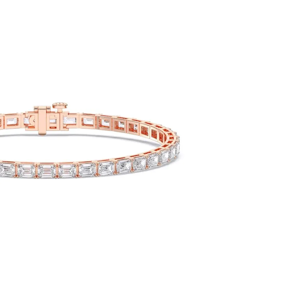 Rose gold Emerald Cut Tennis Bracelet (e-w)