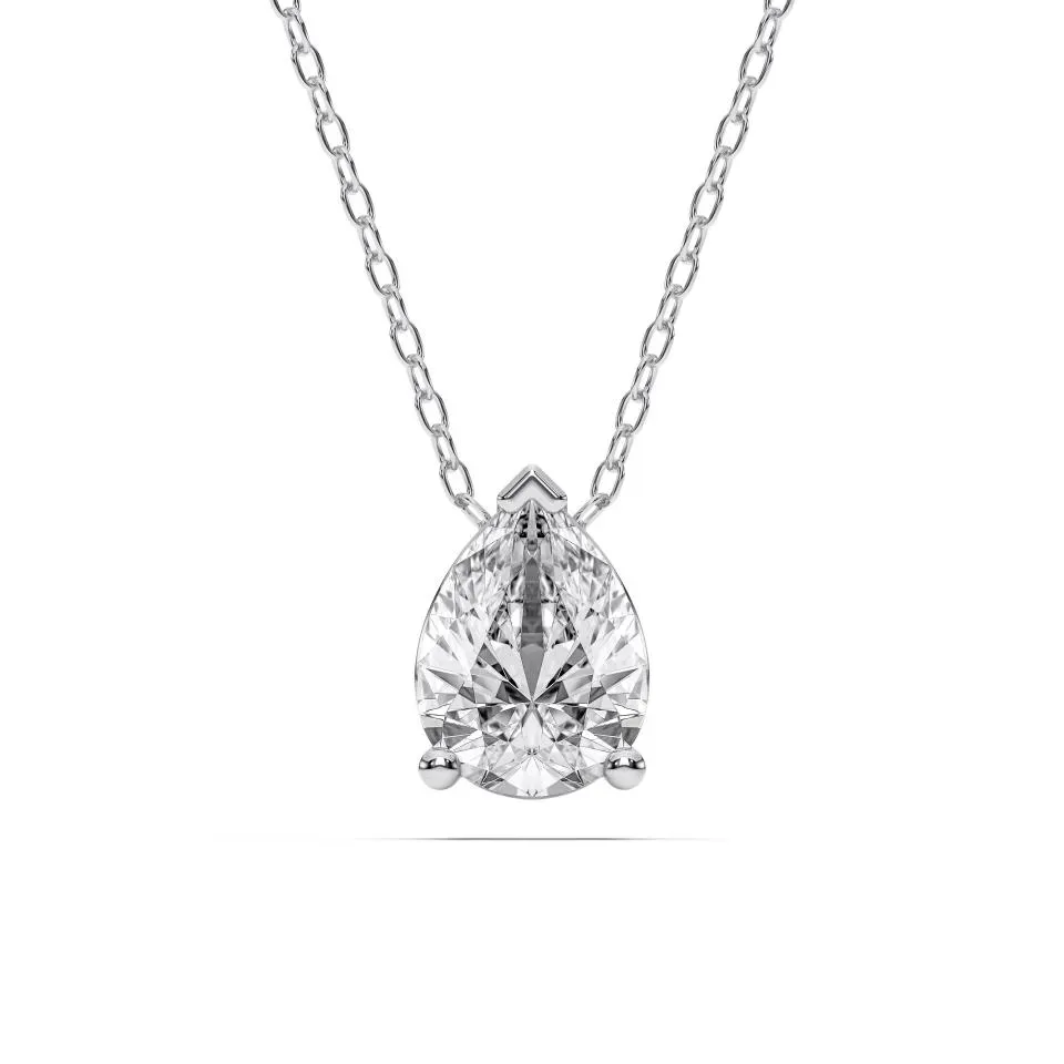 White gold Pear Cut Solitaire Pendant
