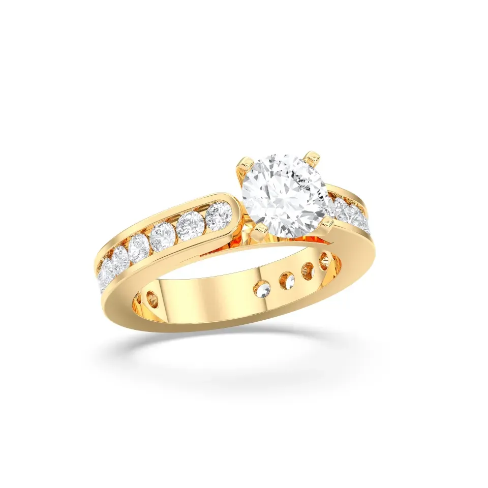 Yellow gold Round Cut Channel Set Ring