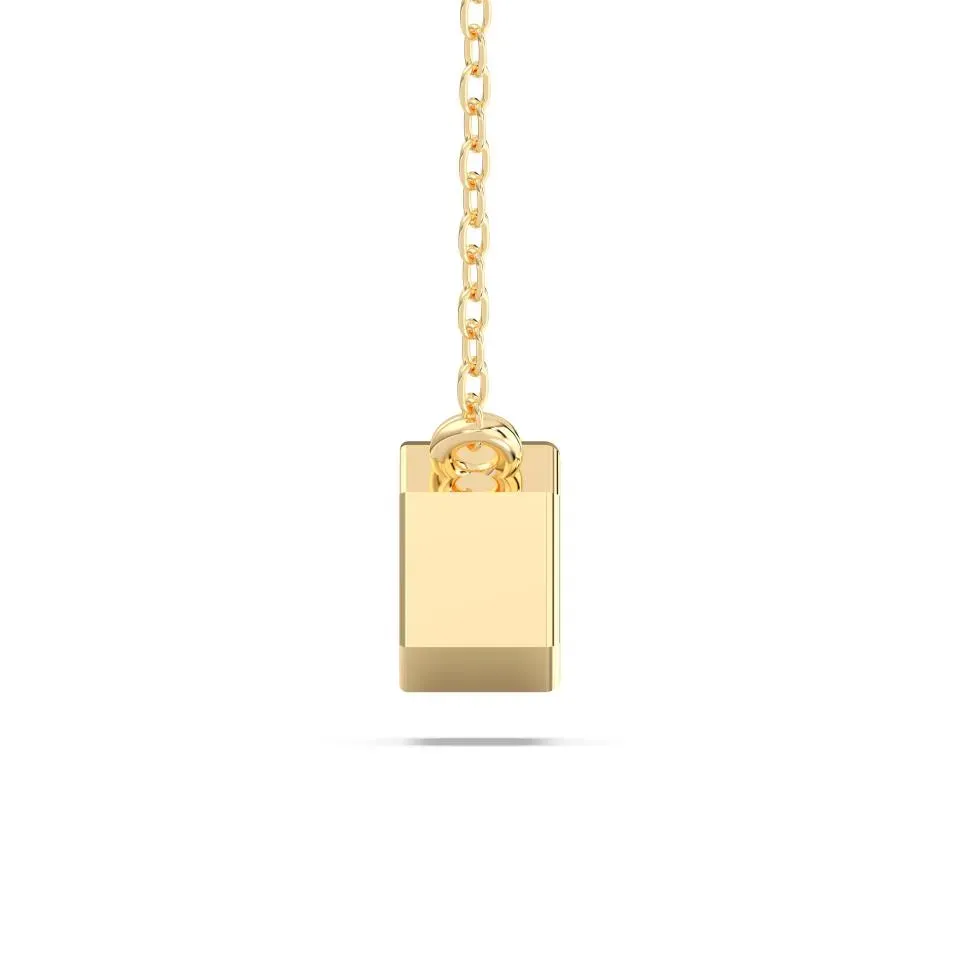 Yellow gold Emerald Cut Bezel Solitaire Pendant